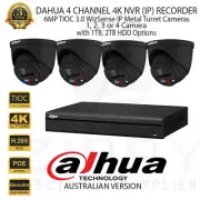 Dahua 4 CH 4K NVR Kit+6MP BLK TIOC 3.0 Smart Dual Active Deterrence Camera+HDDs