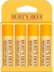 Burt's Bees Lip Balm - Original Beeswax, Lip Moisturizer With Responsibly Sourced Beeswax, Tint-Free, Natural Origin Conditioning Treatment, 4 Tubes, 0.15 oz.