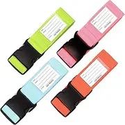 OW-Travel Personalised Luggage Straps for Suitcases - Easy to Spot, Sturdy Suitcase Straps with Luggage Labels - 4-Pack, 4 Colours