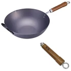 Deep iron frying pan 11in IH compatible nitrided No need to season with oil