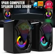 Computer Speaker Loud Sound with LED RGB Light for PC Laptop Stereo Desktop X2