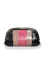 Striped Colourblock Snakeskin Clutch