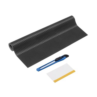 Carbon Fiber Vinyl Wrap 20" x 1.6ft PET Self-Adhesive Car Sticker Black