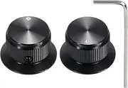 uxcell 2Pcs Aluminium Potentiometer Knobs 1/4" Volume Tone Control Top Hat Knobs for Guitar Instruments Audio Mixer Amplifier with Polished Edge and Indicator Black