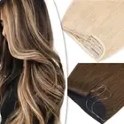 CLEARANCE Remy Human Hair Extensions Hidden Headband Wire In One Piece Weft 120G
