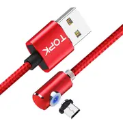 2.1A Magnetic Elbow Micro USB Fast Charging Data Cable For Xiaomi HUAWEI Honor Android Phone RED COLOR