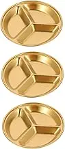 ULTECHNOVO 3Pcs Stainless Steel Sauce Bowl Divided Compartment Spice Serving Plate for Condiments Appetizers and Seasonings for Home Kitchen BBQ and Picnics