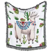 Cute South American Llama and Cactus Throws
