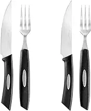 Scanpan Classic Texas Steak Knife and Fork 4-Piece Set,Black