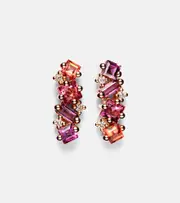 [Suzanne Kalan] Suzanne Kalan 14kt rose gold climber earrings with gemstones and diamonds One Size pink