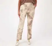 LOGO Lounge by Lori Goldstein Tie-Dye Straight Leg Pants -Taupe (PS) a551000 --