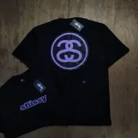 在飛比找蝦皮購物優惠-Stussy SS Link Logo 黑色紫色大廓形 T 