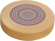 Generic Meditation Cushion Floor Pillow Breathable Flat Woven Floor Cushion Pouf for Indoor Home Deep Thought Bedroom Home Decor, 60cm Colorful
