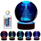 3D Crystal Ball Moon Planet Table Lamp USB LED Night Light Home Decor B2W4 V8R3