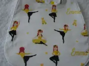 Yellow Emma Wiggles Baby Bib Cotton Front Towelling Back Handmade White