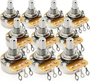 CTS 450 A250K Pots Solid Standard Shaft 3/8 Inch 10% Audio Taper Potentiometers for Electric Guitar Bass (Set of 10)