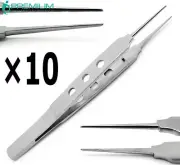 10 Pcs Premium Ophthalmic McPherson Tying Forceps 4" Straight Suture Surgical