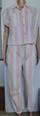 NEW ONE TEASPOON JEANS STRIPE 26 4 8 WOMEN $200 PINK WHITE SHABBIES