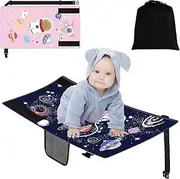 Airplane Travel Bed for Kids, Airplane Seat Extender Portable with side pocket, Airplane Travel Accessories for Kids, Foot Leg Rest Hammock Cot for Flights, Compact&Light (BLUE)