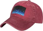 [JBYJBX] Blue Flame Print Baseball Hat,Personalized Baseball Cap,Sun Hats, Trucker Cap Dad Hat Gift Men Women