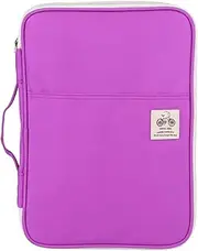 Multifunctional A4 Document Organizer Bags, Portfolio Pouch Travel Binder Zippered File Folders for Notebooks Pens Board Games Travel School Office Supplies(Purple)