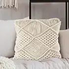 Square Macrame Cushion Cover With Tassels Decor Pillow Case Pillow Throw 18X18"