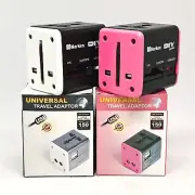 International Travel Adapter Universal W/Pouch Worldwide USB Charge EU US AU &UK