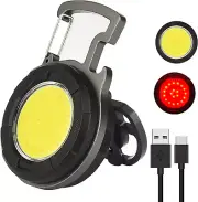 LED Cob Small Flashlights, Rechargeable COB Keychain Work Light, 4 Light Modes