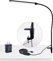 LED Desk Lamp with Clamp, Clamp Light, Tall Desk Lamp with Long Gooseneck, 11W,
