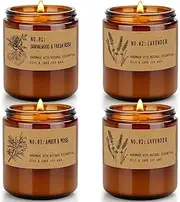 Candles for Home Scented, 4 Pack 28 Oz Candles Gifts for Women, Large Soy Scented Candles, Lavender Fresh Rose Long Lasting Aromatherapy Amber Candle Set for Women Men Birthday Thanksgiving Christmas