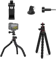 Flexible Camera Tripod Compatible with GoPro Hero 13 12 11 10 and Action Camera iPhone Smartphone DSLR, Bendable Tripod 360° Rotation Mount Stand