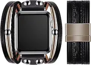 [VIQIV] Bracelet Band Compatible with Apple Watch Band 38mm 40mm 41mm 42mm 44mm 45mm 49mm Ultra for Women, Beaded Jewerly Fancy Leather Cuff Dressy Pretty Straps for iWatch Series SE 9/8/7/6/5/4/3/2