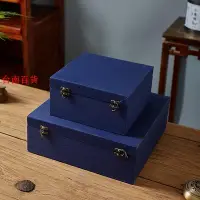 在飛比找Yahoo奇摩拍賣-7-11運費0元優惠優惠-錦盒 禮盒藍色布面錦盒長方形玉器石頭古玩碗擺件禮盒空盒正方形