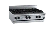 B+S Black Benchtop Six Burner Boiling Top Cooktop Open Burner Bench Mounted LPG