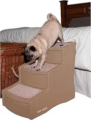 Pet Gear Easy Step III Pet Stairs, 3 Step for Cats/Dogs, Removable Washable Carpet Treads, for Pets Up to 150lbs, No Tools Required, Camel
