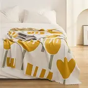 CVBFDB Four Season Cotton Blanket Floral Knit Sofa Blanket Pillow Lunch Blanket Cover Blanket