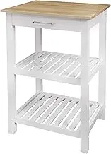 Casual Home Sunrise (Small) with Solid Harvest Hardwood Top Kitchen Island, 22.75" W, Natural&White