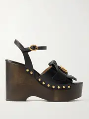 [Valentino Garavani] Valentino Garavani - Vlogo Studded Platform Wedge Sandals - Black - IT39 IT 39 Black