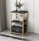 Synergy Luxury Marble Look Side Table Nightstand (Black)