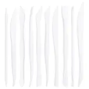 10pcs Plastic Clay Tools Double-Headed Modeling Sculpting Pottery Tool White