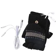 [Huvqianu] Heated Winter Mittens, Half Finger Gloves, Laptop Heated Mittens, Portable Hand Warmers, Heated Ski Gloves, USB Mittens Gloves, Winter USB Gloves, Heated Running Mittens, Half Full Gloves