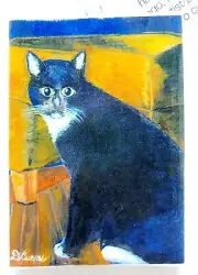 Danilo Cuevas Mini Printed Canvas Picture Ornament Bob Sitting Cat