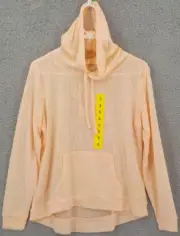 WEATHERPROOF VINTAGE HOODIE WOMENS SZ S TRANSLUCENT PEACH TOP KANGAROO POCKET