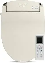 ALPHA BIDET JX2 Round Bidet Toilet Seat, Beige, Endless Warm Water, New* Bowl Mist, LED Light, Quiet Operation, Wireless Remote, Stainless Steel Nozzle, Sittable Lid, 3 Year Warranty