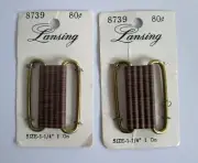 Vintage Lansing Set 2 Metal Buckle 1 1/4" Dress Maker on Card Clasp Hook