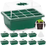Seed Starter Tray Kit with Humidity Dome - 10 Packs, 120 Cells Total