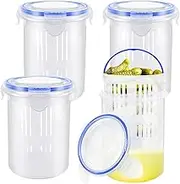 Eerrhhaq 4 Pcs Pickle Container with Strainer,24 oz Pickle Jar with Leak Proof and Lock It Lid,Pickle Holder Keeper Lifter for Olive Jalapeno Juice Food Storage
