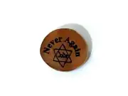 Never Again pin Shoah, Israeli Olive wood art memorized pin Holocaust engrave
