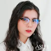 在飛比找momo購物網優惠-【ASLLY】Y1068眉框小圓濾藍光眼鏡｜經典黑金