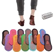 [admecoo] 12 Pairs Non Slip Grips Yoga Socks Women Anti-Skid Socks Sticky Grippers Socks for Pilates Ballet Barre Yoga